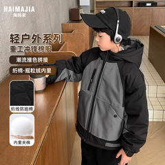 Boys' Outdoor Thick Waterproof Down Jacket with Hood, 2023 Autumn/Winter New Children's Down Coat, Stylish