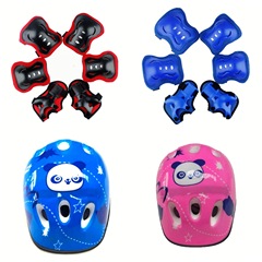 Children's Skate Protective Gear Set of 7 - Thick Kids Helmet, Skating Knee Pads, Headband for Skateboard, Ice Skates, Balance Bike Sports