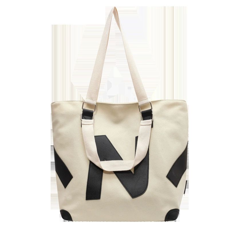 Повседневная Холщовая Сумка большой емкости для женщин, НОВАЯ Портативная сумка через плечо в японском стиле с контрастным цветным буквенным принтом