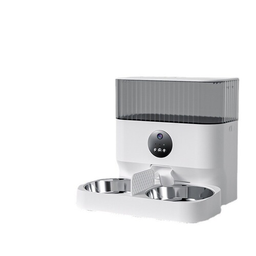 Newly upgraded automatic cat feeder, double bowl dog food bowl, smart pet feeder, remote video monitoring