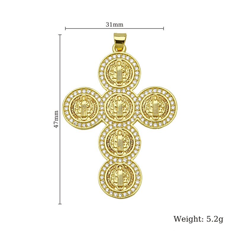 クロスボーダー新しいファッションハイエンドクロス宗教フルジルコン真鍮金メッキネックレスペンダントペンダントアクセサリー|undefined