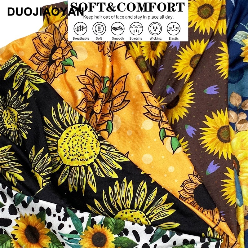 Nueva diadema de moda europea y americana con estampado de girasol, diadema elástica para correr, diadema de yoga absorbente de sudor, accesorios para el cabello_voghion.com