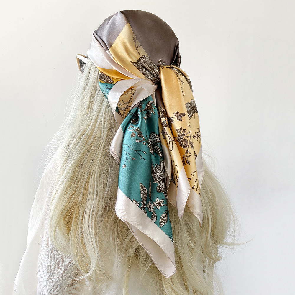 Femmes Style Vintage Vacances Bloc De Couleur Polyester Écharpe En Soie display picture 9