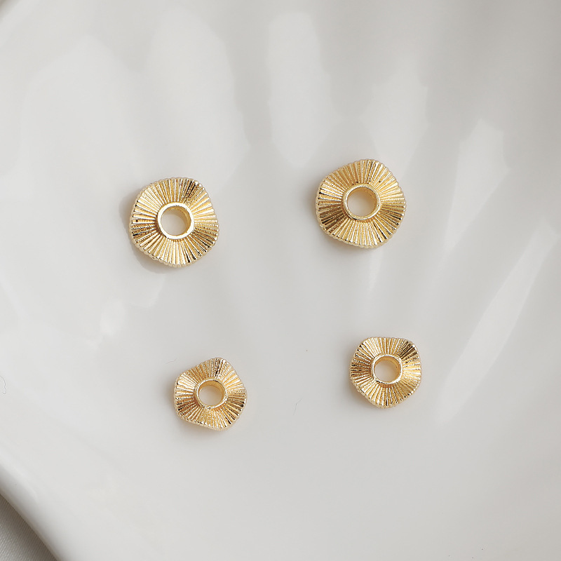 14K Gold Pocket Color-preserving Wave Flower Large Hole Spacer Round Twist Beaded Striped Toray DIY Jewelry Accessories 14K Gold Pocket Color-preserving Wave Flower Large Hole Spacer Round Twist Beaded Striped Toray DIY Jewelry Accessories