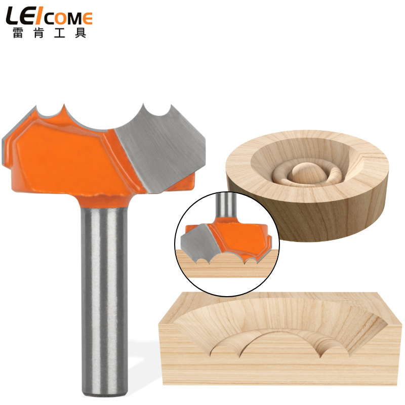 雷肯双弧龙珠刀橘黄色木工铣刀具圆珠元宝刀花型线条雕刻机刀头
