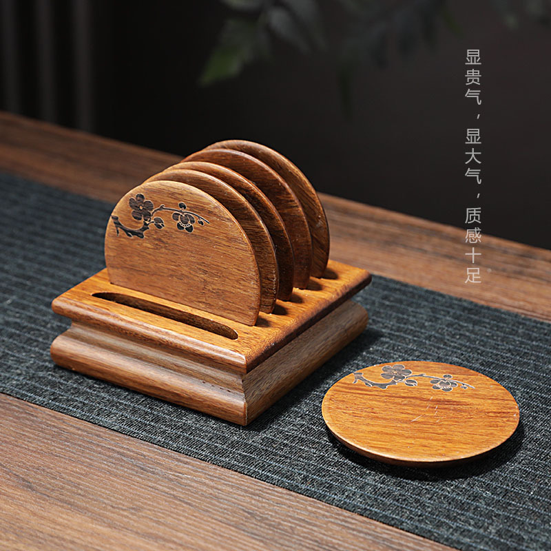Accesorios de té de kung fu transfronterizos Taza de bambú y madera almohadilla de soporte de taza de té aislante térmico pequeño soporte de taza de té anticaldor redondo ceremonia de té doméstica