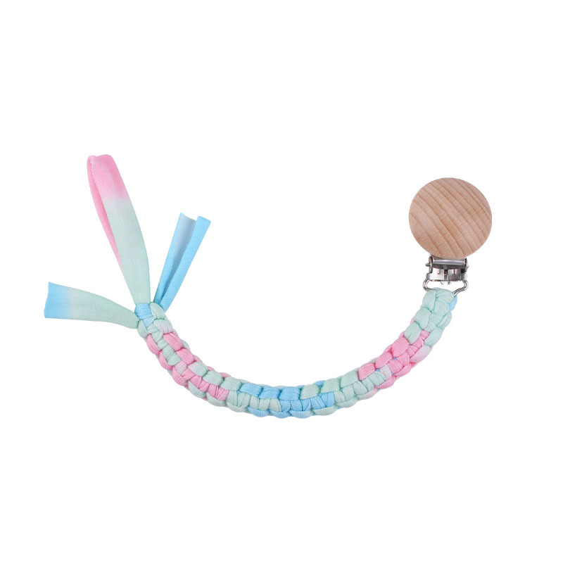 Suministros para bebés Clip de pezón de haya DIY bebé creativo tejido a mano color mezclado pezón cuerda cadena anti-caída