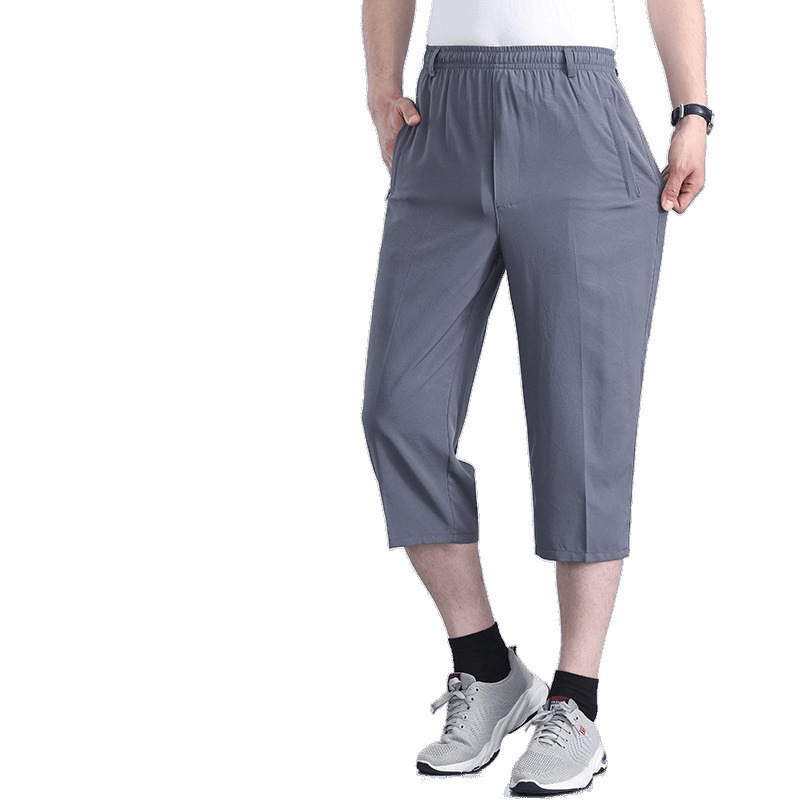 Pantalones de verano delgados de hielo, pantalones cortos para hombres, pantalones casuales holgados para hombres, pantalones cortos casuales para hombres, jóvenes y medianos