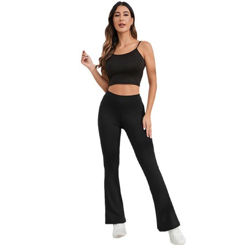 European and American Nude-feel Yoga Flared Pants, High-Waisted Hip-Lifting Tight Pants for Women, Sports & Fitness Pants, Peach-Hip Wide-Leg Pants