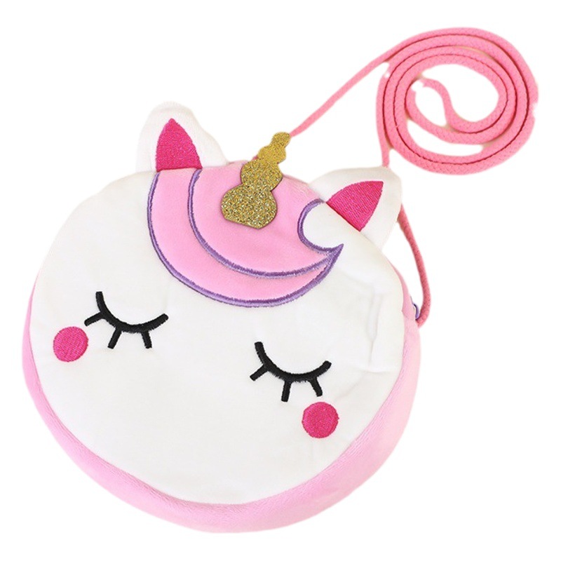 Estilo coreano lindo unicornio felpa mensajero bolsa de dibujos animados niños princesa bolsa niños y niñas bolso de hombro niños monedero