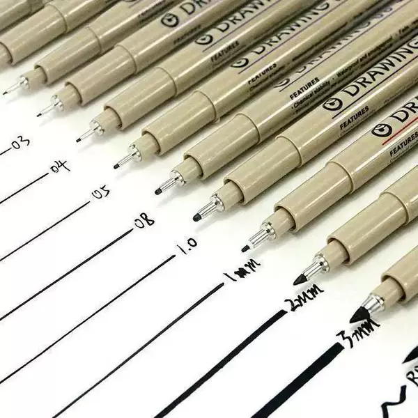 Art liner pen for drawing, waterproof, comic outlining, hand-drawing design, black needle-point pen, art-specific for seventh grade