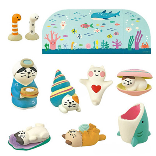 Japanese-style ZAKKA Ocean Series Shell Cat Miniature Cute & Creative Resin Figurines