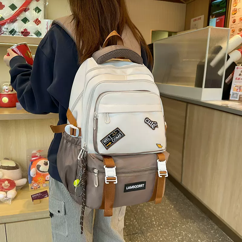 外贸双肩书包大容量简约耐磨防水背包2025新款护脊厂家批发双肩包