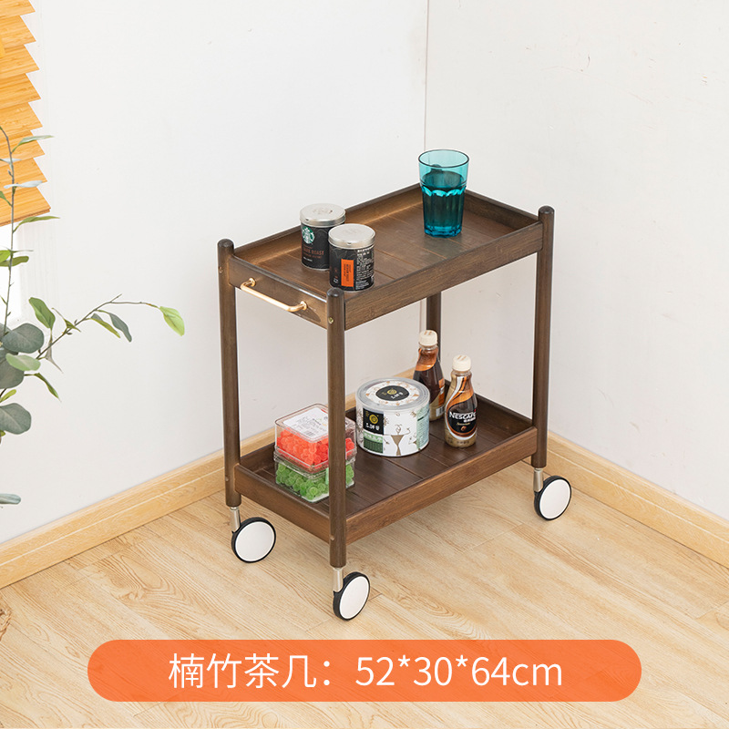 Mesa auxiliar de vidrio móvil sofá mesa auxiliar Rack de almacenamiento restaurante tienda de olla caliente pequeña mesa lateral carro doble capa con mango