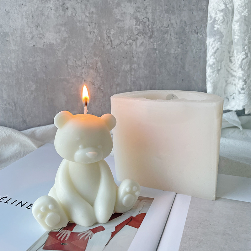 Estilo coreano oso molde ins fat pier oso molde de silicona DIY vela aromaterapia decoración de yeso sentado oso molde