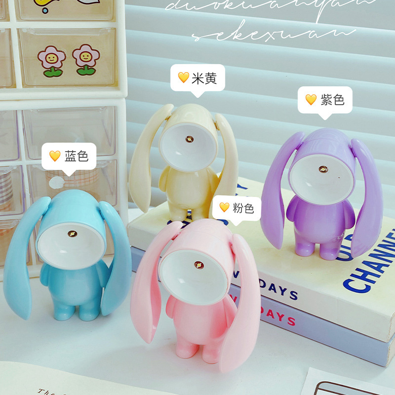 Cross-border new mini turning rabbit LED mini desk lamp for home office students travel bedroom desk night light