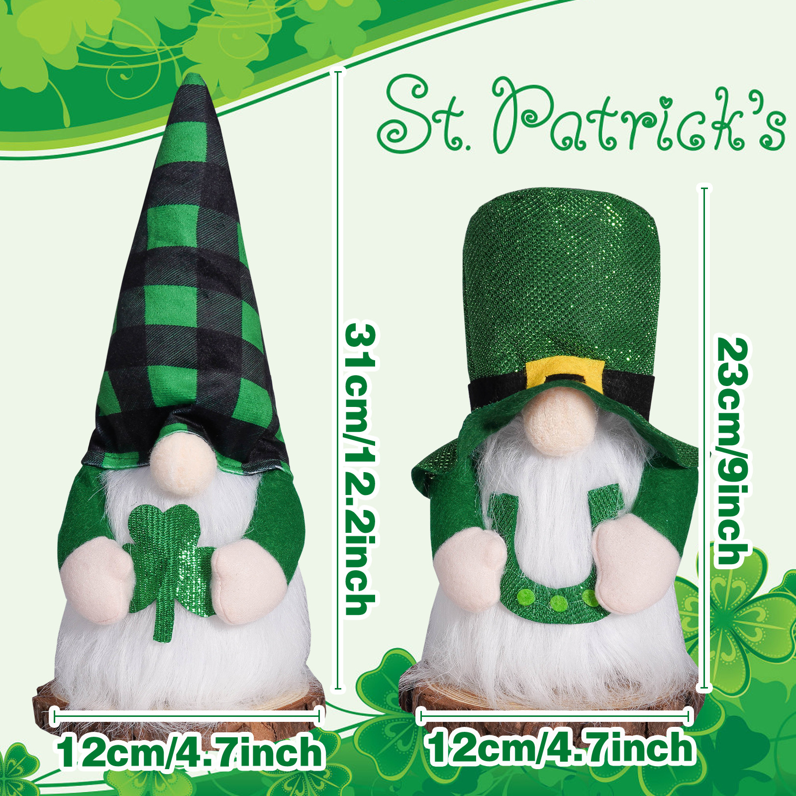 Nuevos productos transfronterizos festivales irlandeses muñeca sin cara muñeca decoración muñeca verde Rudolph decoración festiva