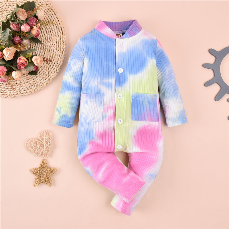 2021 Autumn Children's Clothing New Baby Long-sleeved Jumpsuit Chinese Style Ink Painting Boys And Girls Tie-dyed Jumpsuit display picture 8