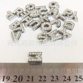 8mm 10mm锌合金个性水钻字母饰品手腕带手链长带钥匙链饰品配件