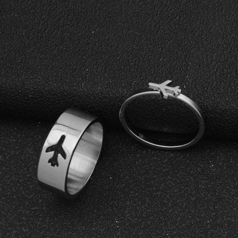 New Stainless Steel Plane Women Ring Men Stainless Steel Plane Simple Jewelry Adjustable Ring Gift