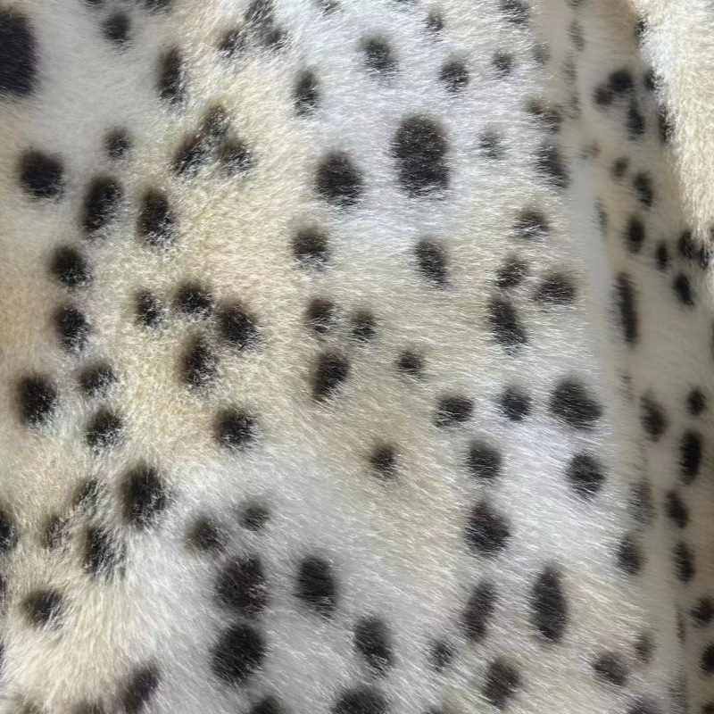 750g de pelo de conejo pequeño visón jacquard estampado de leopardo patrón de ciervo alto bajo abrigo abrigo bolsa tela de juguete en stock