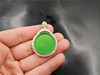 Agate stone inlay jade, green pendant, protective amulet, buckle, silver 925 sample