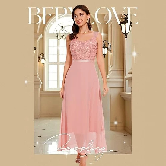 Evening Dress Formal Wedding Guest Sequin Ball Cocktail Party Dress Lace Elegant Mother of the Bride Dress