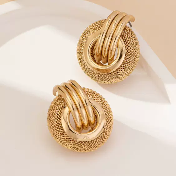 欧美复古镂空金属圆圈素耳钉大耳环中古小众个性设计感耳坠耳饰品