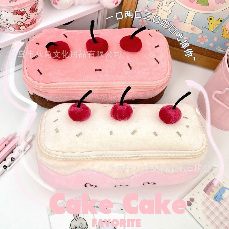 かわいいチェリーケーキ鉛筆バッグインリトルレッドブック同じスタイルの女の子の高価値化粧品バッグ学生デスクトップ文具バッグ|undefined