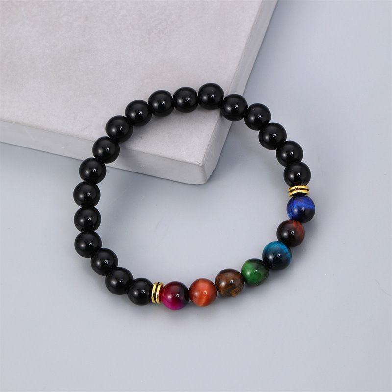 fashion contrast color stitching tiger eye stone beaded bracelet wholesale