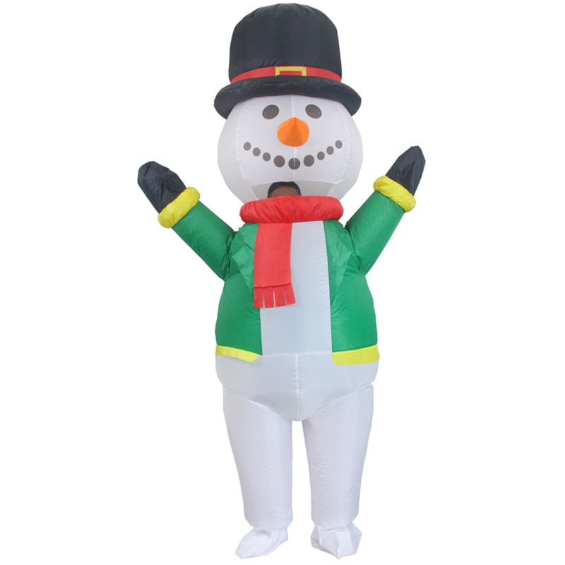 Traje inflable de muñeco de nieve verde