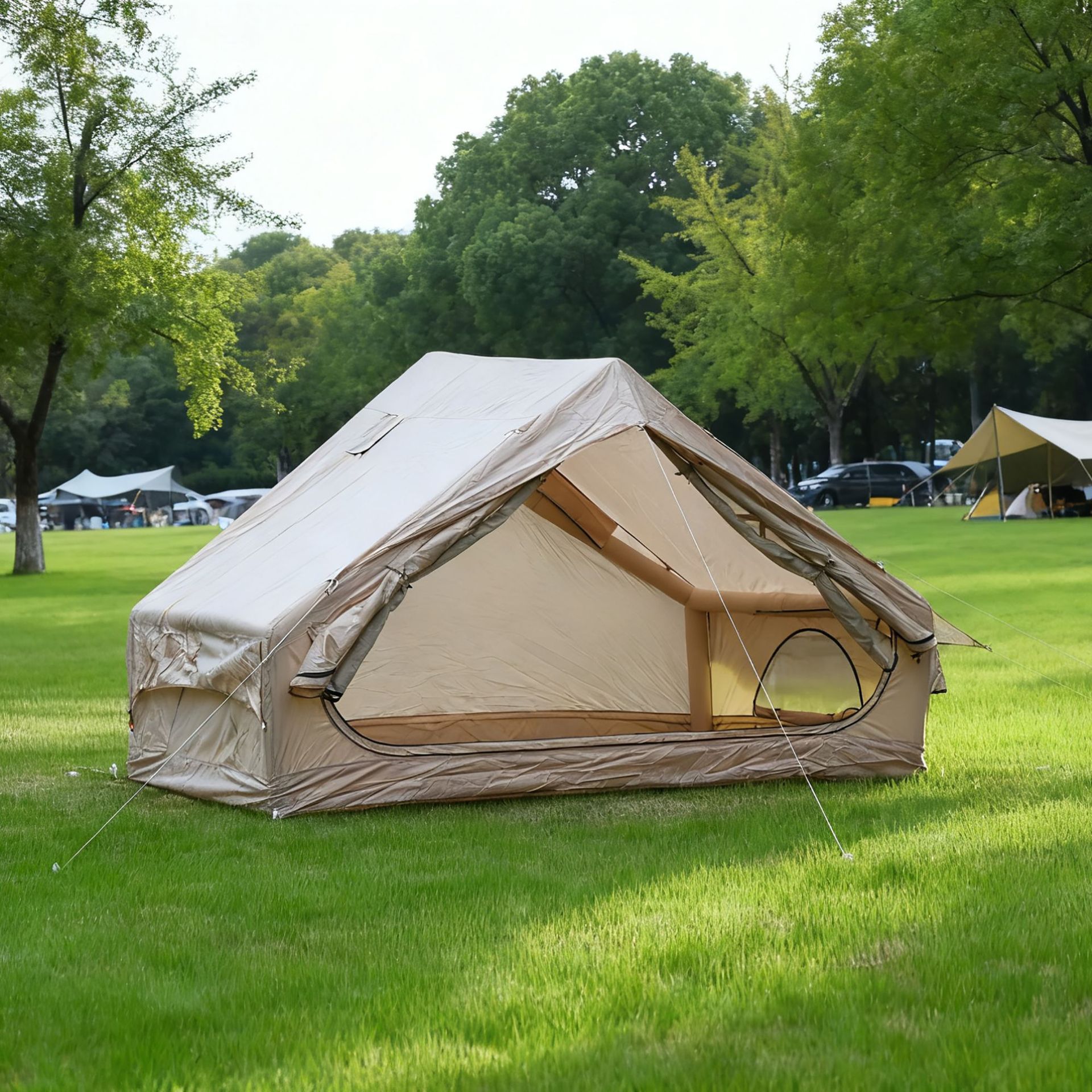 Inflatable tent for outdoor overnight stays, 6.3 square meters, Oxford fabric tent, quick setup, rainproof and sunproof for camping, mountaineering, and hiking