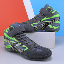 高帮拳击鞋男女儿童散打搏击格斗训练鞋成人摔跤鞋健身举重鞋高筒