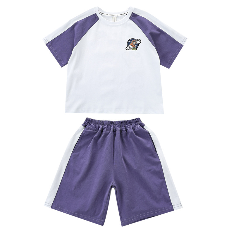 7850 Traje para niños Ropa de verano para niños 2025 Nuevo traje de dos piezas de manga corta Estilo occidental Ropa casual hermosa para hombres y bebés