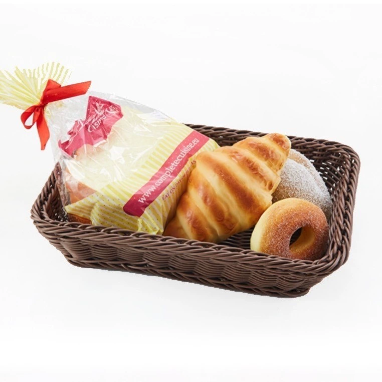 Imitation Rattan Rectangular Storage Basket, Multi-Size 30×20–60×40 cm, Cake & Fruit Tray