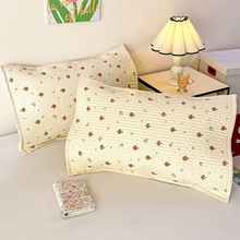 全棉双层纱夹棉枕巾一对装小清新防头油纯棉枕头巾家用隔脏枕芯垫