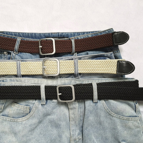 Woven belt for women ins style student elastic elastic belt trend fashion versatile men's canvas military training belt