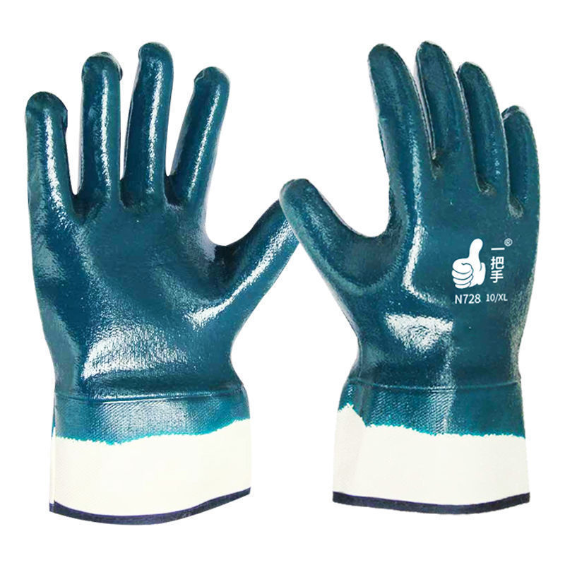 Dengsheng manga de seguridad a prueba de aceite resistente al desgaste con una sola manija guantes de trabajo de nitrilo de inmersión completa guantes de soldadura engrosados sitio de construcción impermeable image 5