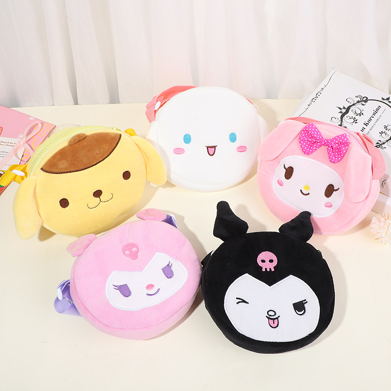 Corazón de niña caricatura bolso de hombro de peluche coreano portátil versátil bolso de cambio de auriculares de estudiantes