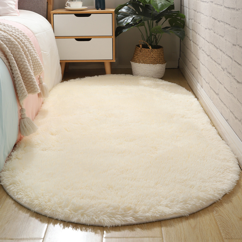 Luz de lujo dormitorio mantas de cama sala de estar oval simple estera de suelo vello largo teñido antideslizante balcón estera de ventana flotante paquete suave image 15