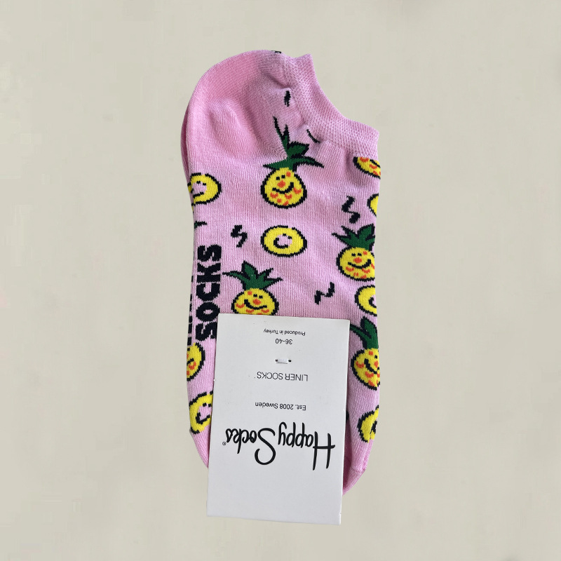 HappySocksハイスキンのショートソックスの漫画の浅い口の低い女性のスウェーデンのファッションのタイプのソックスの春夏のカラー