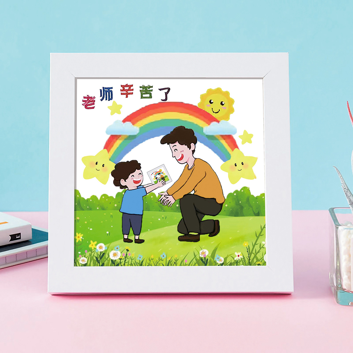 【Colección con marco】Auténtico punto de cruz de la Mona Lisa, punto de cruz infantil con dibujos animados. image 16