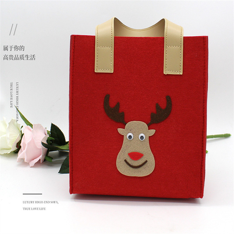 厂家批发圣诞毛毡手提包购物袋圣诞节儿童卡通手提包 皮质毛毡包