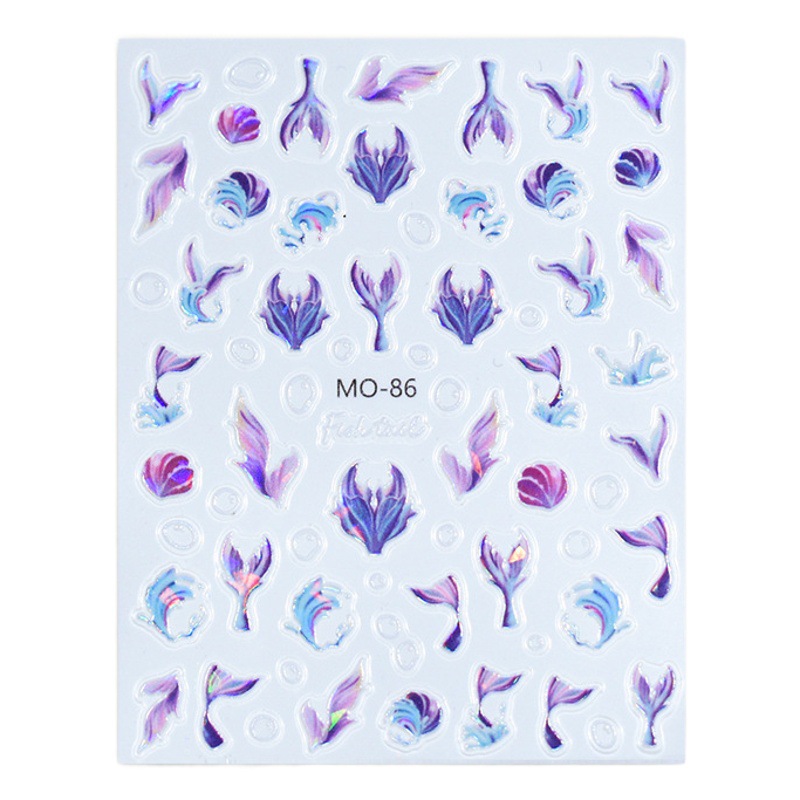 En línea de la celebridad de alivio láser Aurora líquido colorido mariposa pegatinas de uñas de verano fantasía océano medusas calcomanías de uñas