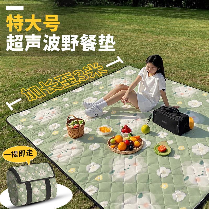 Extra Large 3m Ultrasonic Picnic Mat Moisture-Proof Mat Thickened Outdoor Camping Mat Seat Cushion Beach Mat Portable Floor Mat