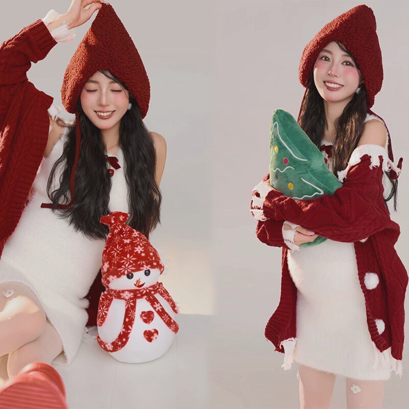 New Photo Studio New Year Big Red Pregnant Women Photo Clothing Christmas Theme Cute Knitted Home Photo Clothes