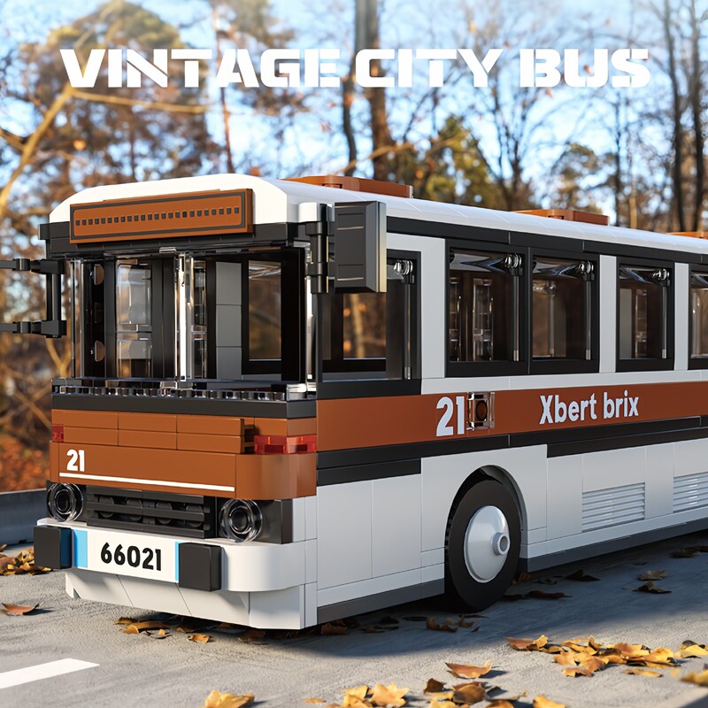 Cross-Border Brick Building Blocks Small Particle City Bus Model Compatible with Lego Assembled Ornaments Educational Building Block Car Toys