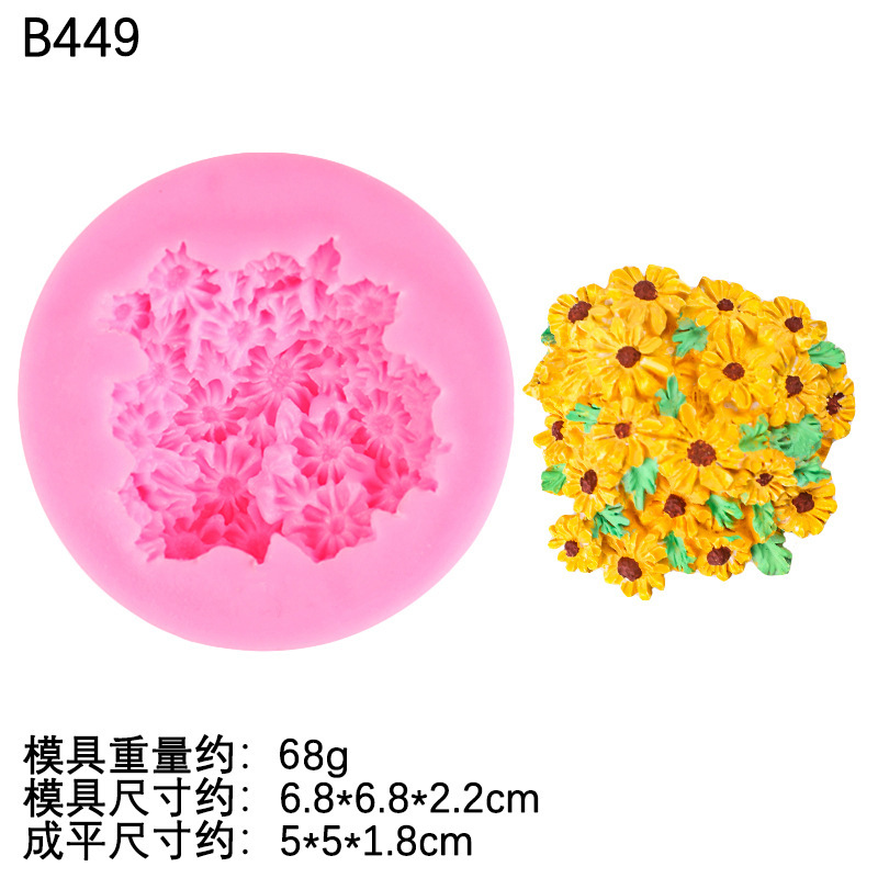 Lotus Lotus Little Chrysanthemum Flower Cluster Jabón Molde de silicona Calla Diy Decoración de pastel de fondant Molde de chocolate