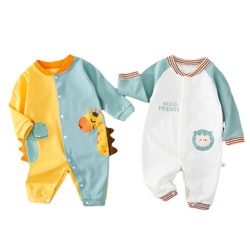 A drop-shipping baby onesie, spring and autumn pure cotton baby rompers, newborn baby men's and women's fart coveralls