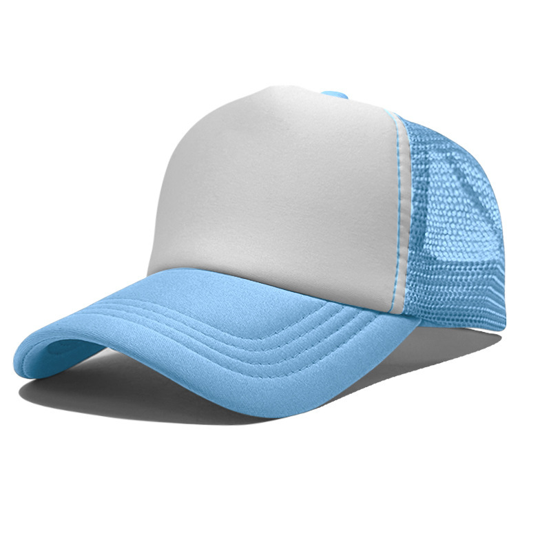 Gorra de malla de esponja con logo personalizado, gorra de béisbol de color sólido, comercio exterior transfronterizo, protección solar, gorra publicitaria con impresión personalizada, venta al por mayor.